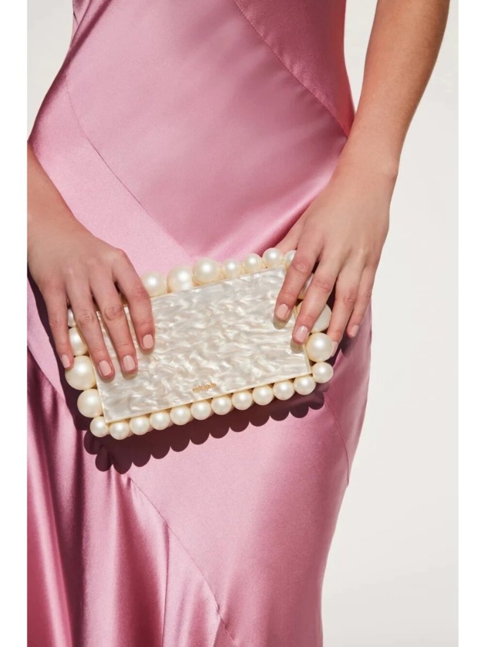 Cult Gaia Eos Beaded Acrylic Box Clutch in Pearl With Box Womens Ball Bag - Picture 2 of 16